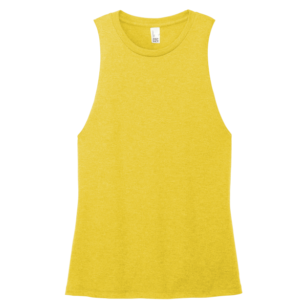 District Women's Perfect Tri ® Muscle Tank, Ochre Yellow Heather, Front view