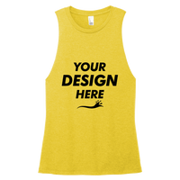 District Women's Perfect Tri ® Muscle Tank, Ochre Yellow Heather, Front view, Mockup