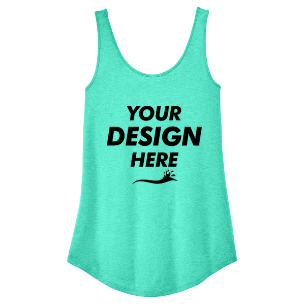 District Women's Perfect Tri ® Relaxed Tank, Aqua Heather, Front view, Mockup