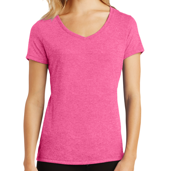 District Women's Perfect Tri ® V Neck Tee, Fuchsia Frost, Front view