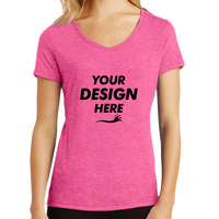 District Women's Perfect Tri ® V Neck Tee, Fuchsia Frost, Front view, Mockup