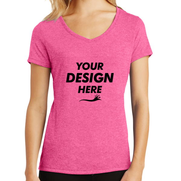 District Women's Perfect Tri ® V Neck Tee, Fuchsia Frost, Front view, Mockup