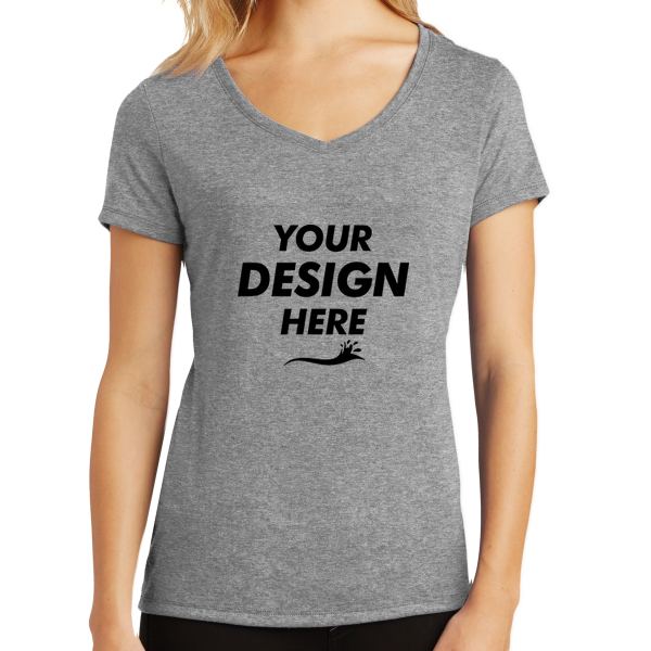 District Women's Perfect Tri ® V Neck Tee, Grey Frost, Front view, Mockup