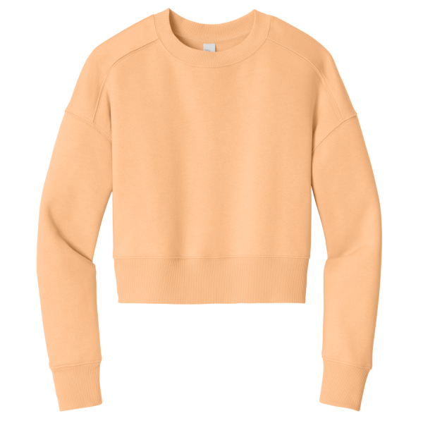 District Women's Perfect Weight ® Fleece Cropped Crew, Apricot, Front view