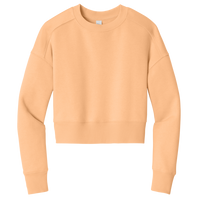 District Women's Perfect Weight ® Fleece Cropped Crew, Apricot, Front view