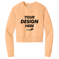 District Women's Perfect Weight ® Fleece Cropped Crew, Apricot, Front view, Mockup