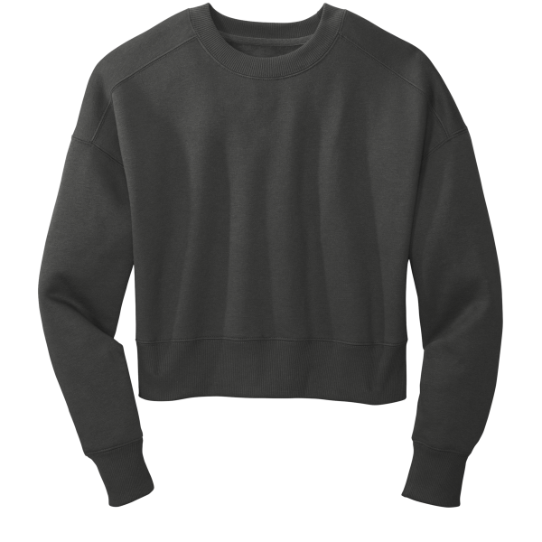 District Women's Perfect Weight ® Fleece Cropped Crew, Charcoal, Front view