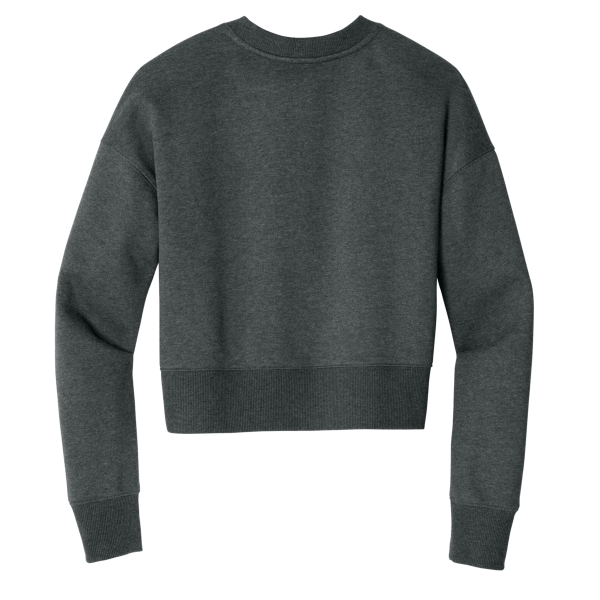 District Women's Perfect Weight ® Fleece Cropped Crew, Heathered Charcoal, Back view