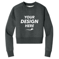 District Women's Perfect Weight ® Fleece Cropped Crew, Heathered Charcoal, Front view, Mockup