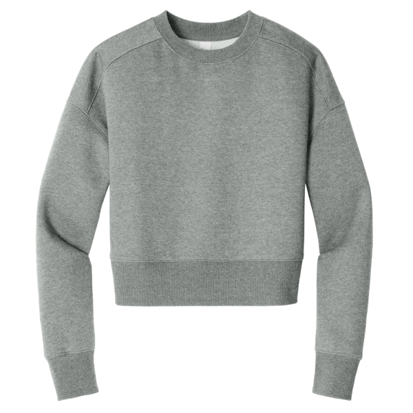 District Women's Perfect Weight ® Fleece Cropped Crew, Heathered Steel, Front view