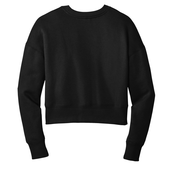 District Women's Perfect Weight ® Fleece Cropped Crew, Jet Black, Back view