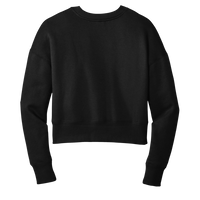 District Women's Perfect Weight ® Fleece Cropped Crew, Jet Black, Back view