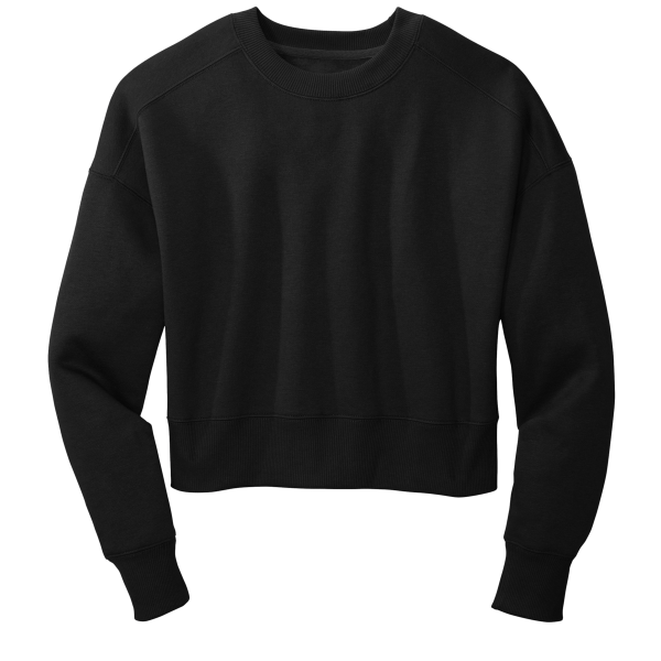 District Women's Perfect Weight ® Fleece Cropped Crew, Jet Black, Front view