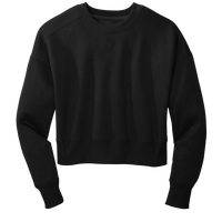 District Women's Perfect Weight ® Fleece Cropped Crew, Jet Black, Front view