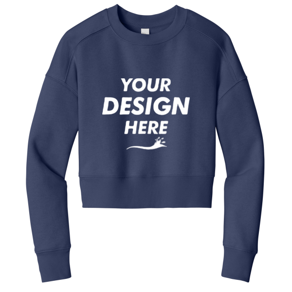 District Women's Perfect Weight ® Fleece Cropped Crew, Tanzanite, Front view, Mockup