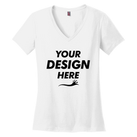 District Women's Perfect Weight ® V Neck Tee, Bright White, Front view, Mockup