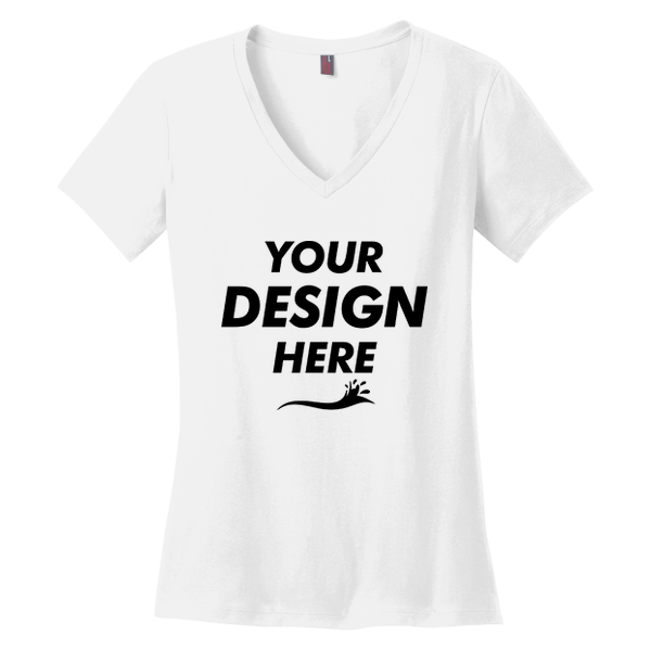 District Women's Perfect Weight ® V Neck Tee, Bright White, Front view, Mockup