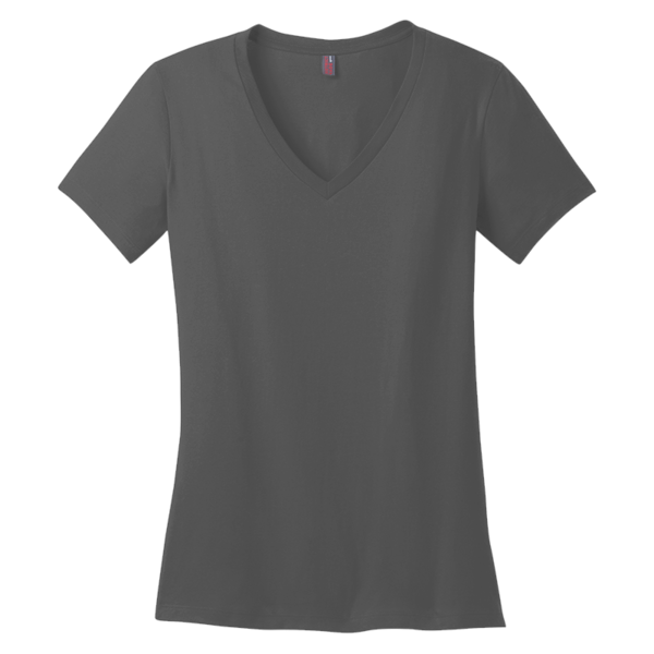 District Women's Perfect Weight ® V Neck Tee, Charcoal, Front view