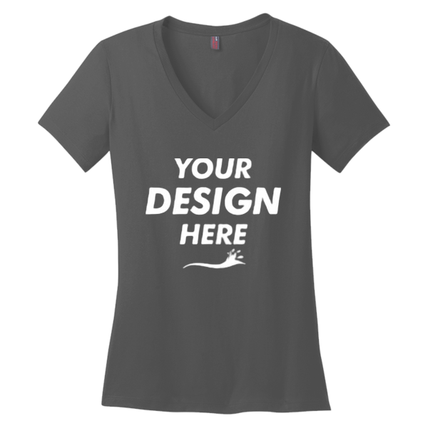 District Women's Perfect Weight ® V Neck Tee, Charcoal, Front view, Mockup