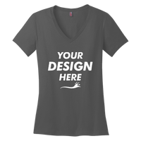 District Women's Perfect Weight ® V Neck Tee, Charcoal, Front view, Mockup