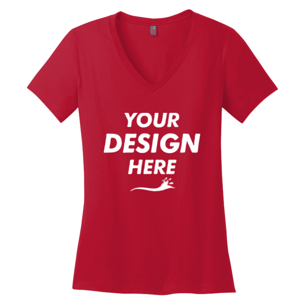 District Women's Perfect Weight ® V Neck Tee, Classic Red, Front view, Mockup
