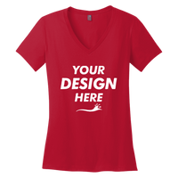 District Women's Perfect Weight ® V Neck Tee, Classic Red, Front view, Mockup
