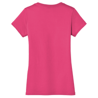 District Women's Perfect Weight ® V Neck Tee, Dark Fuchsia, Back view