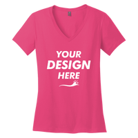 District Women's Perfect Weight ® V Neck Tee, Dark Fuchsia, Front view, Mockup