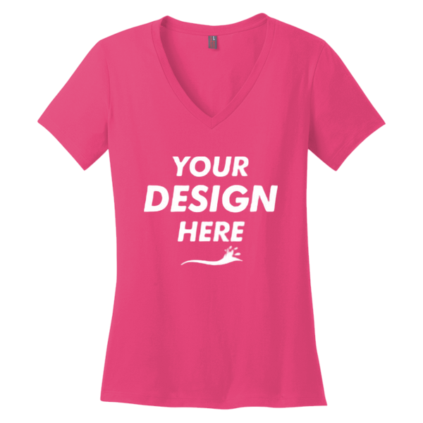 District Women's Perfect Weight ® V Neck Tee, Dark Fuchsia, Front view, Mockup