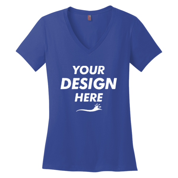 District Women's Perfect Weight ® V Neck Tee, Deep Royal, Front view, Mockup