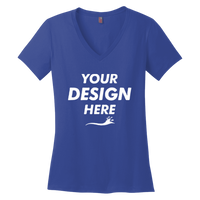 District Women's Perfect Weight ® V Neck Tee, Deep Royal, Front view, Mockup