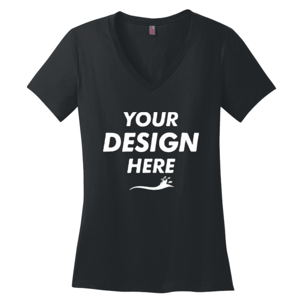 District Women's Perfect Weight ® V Neck Tee, Jet Black, Front view, Mockup