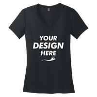 District Women's Perfect Weight ® V Neck Tee, Jet Black, Front view, Mockup
