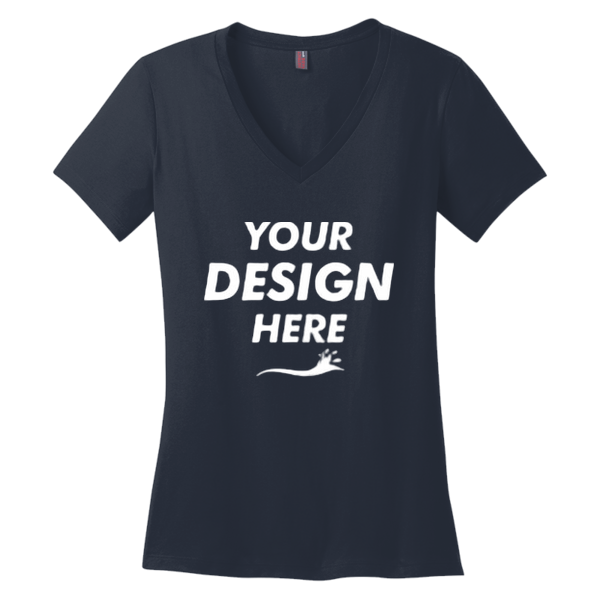 District Women's Perfect Weight ® V Neck Tee, New Navy, Front view, Mockup