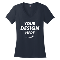District Women's Perfect Weight ® V Neck Tee, New Navy, Front view, Mockup