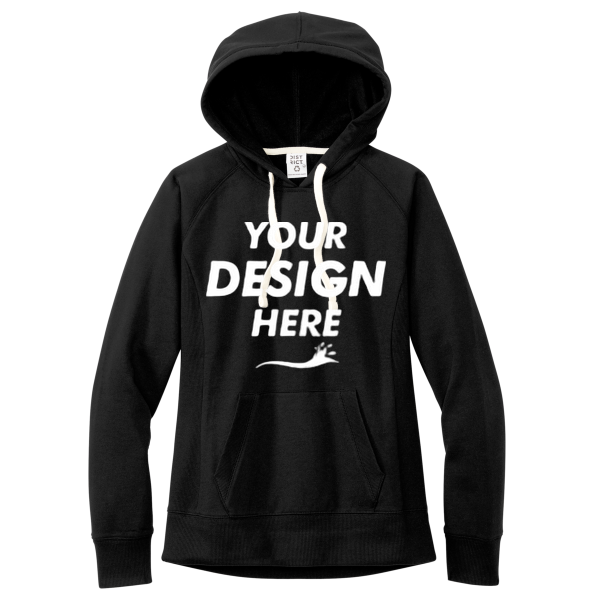 District Women's Re Fleece Hoodie, Black, Front view, Mockup