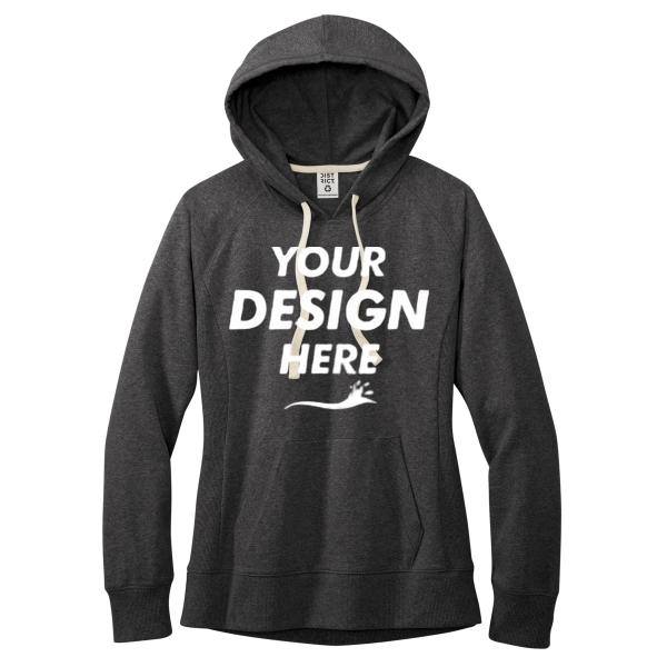 District Women's Re Fleece Hoodie, Charcoal Heather, Front view, Mockup