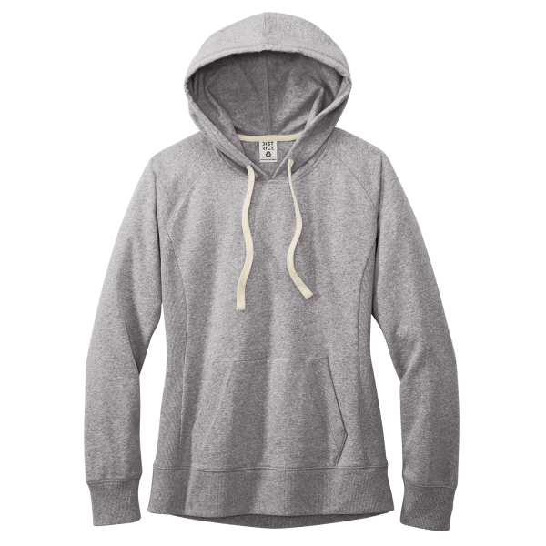 District Women's Re Fleece Hoodie, Light Heather Grey, Front view