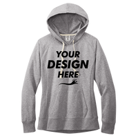 District Women's Re Fleece Hoodie, Light Heather Grey, Front view, Mockup