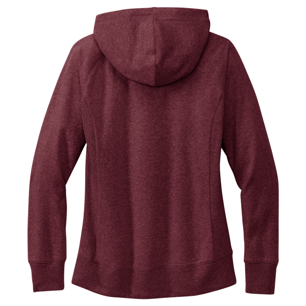 District Women's Re Fleece Hoodie, Maroon Heather, Back view