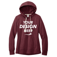 District Women's Re Fleece Hoodie, Maroon Heather, Front view, Mockup