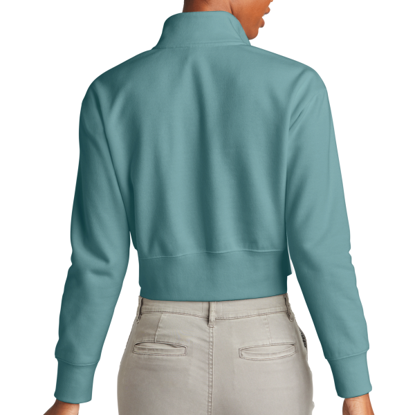 District Women's V.I.T. Fleece 1/2 Zip, Eucalyptus Blue, Back view