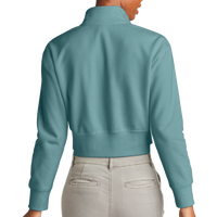 District Women's V.I.T. Fleece 1/2 Zip, Eucalyptus Blue, Back view