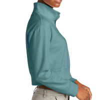 District Women's V.I.T. Fleece 1/2 Zip, Eucalyptus Blue, Right Sleeve view