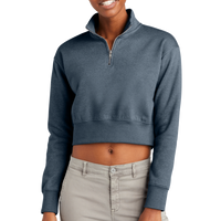 District Women's V.I.T. Fleece 1/2 Zip, Flint Blue Heather, Front view