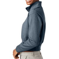 District Women's V.I.T. Fleece 1/2 Zip, Flint Blue Heather, Left Sleeve view