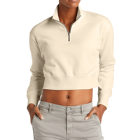 District Women's V.I.T. Fleece 1/2 Zip, Gardenia, Front view