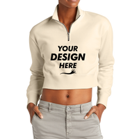 District Women's V.I.T. Fleece 1/2 Zip, Gardenia, Front view, Mockup