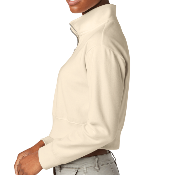 District Women's V.I.T. Fleece 1/2 Zip, Gardenia, Left Sleeve view