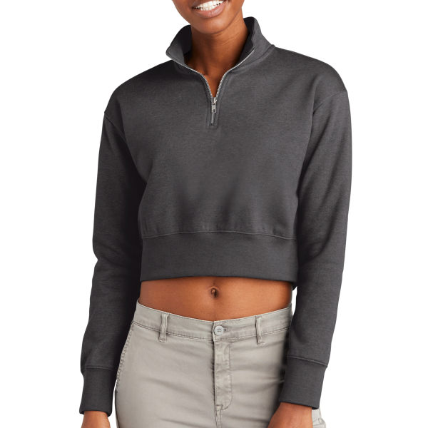 District Women's V.I.T. Fleece 1/2 Zip, Heathered Charcoal, Front view